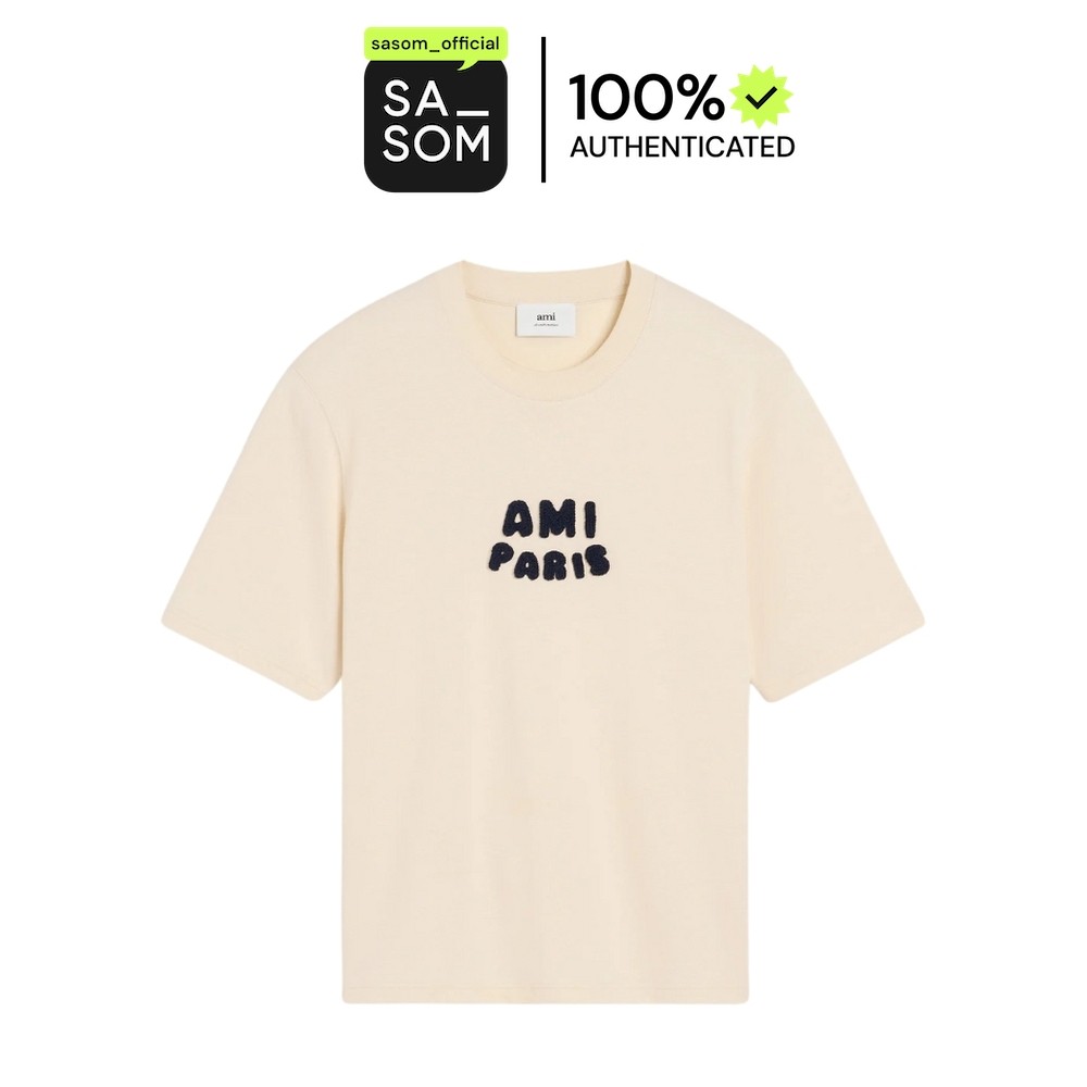 Ami Paris Patch T-Shirt White Cream | ของแท้ ตรวจสอบโดย SASOM