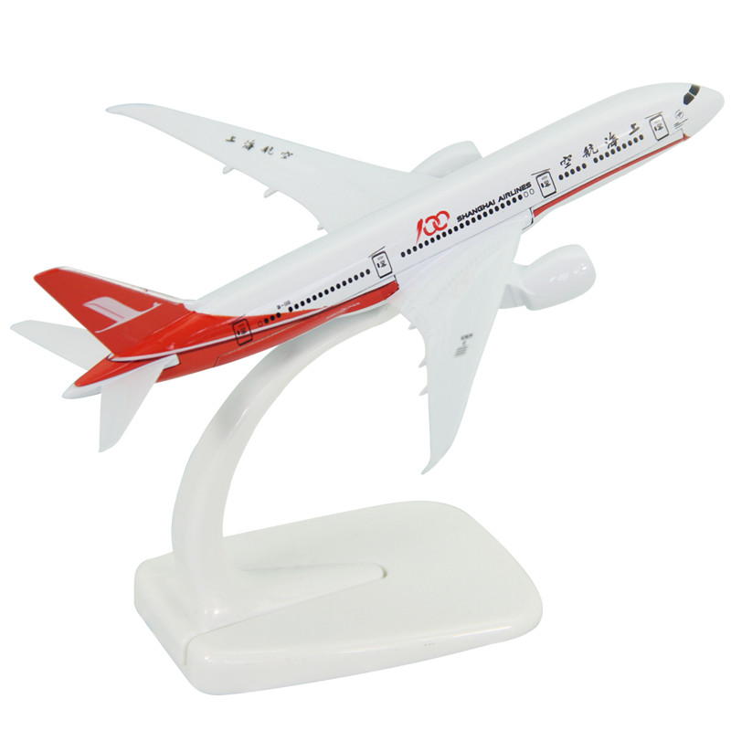 จําลองเครื่องบินโลหะผสมรุ่น Boeing B787-9 Shanghai Airlines 100th Airliner 16 ซม.เครื่องบินรุ่น B-11