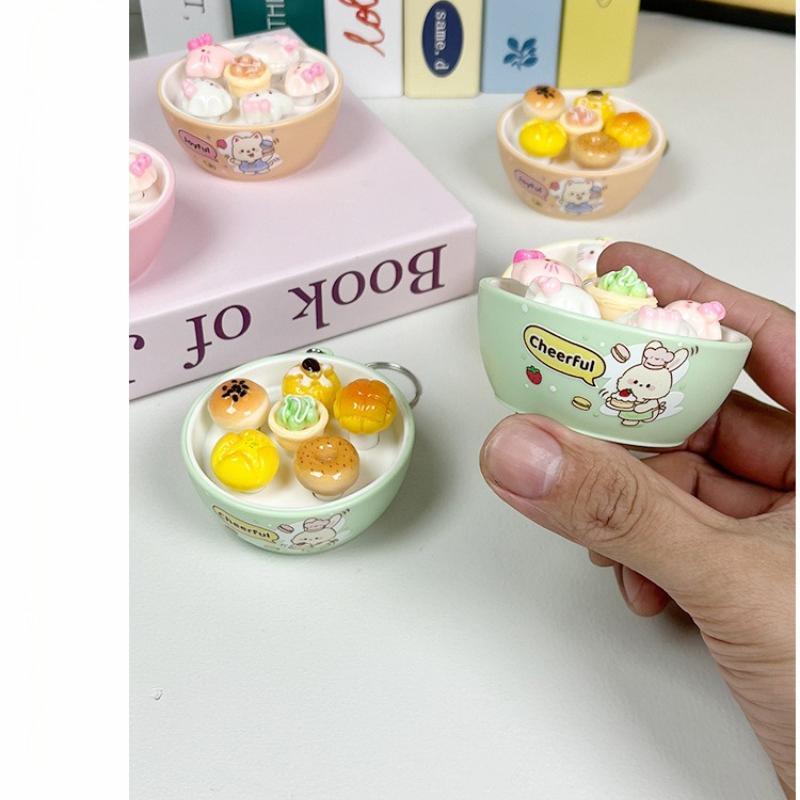 Creative 3D Play พวงกุญแจ Wtack-a-mole การ์ดอาหารจําลองชุดลูกแมวน่ารักพวงกุญแจพิซซ่ากระเป๋าจี้เพื่อนของขวัญ