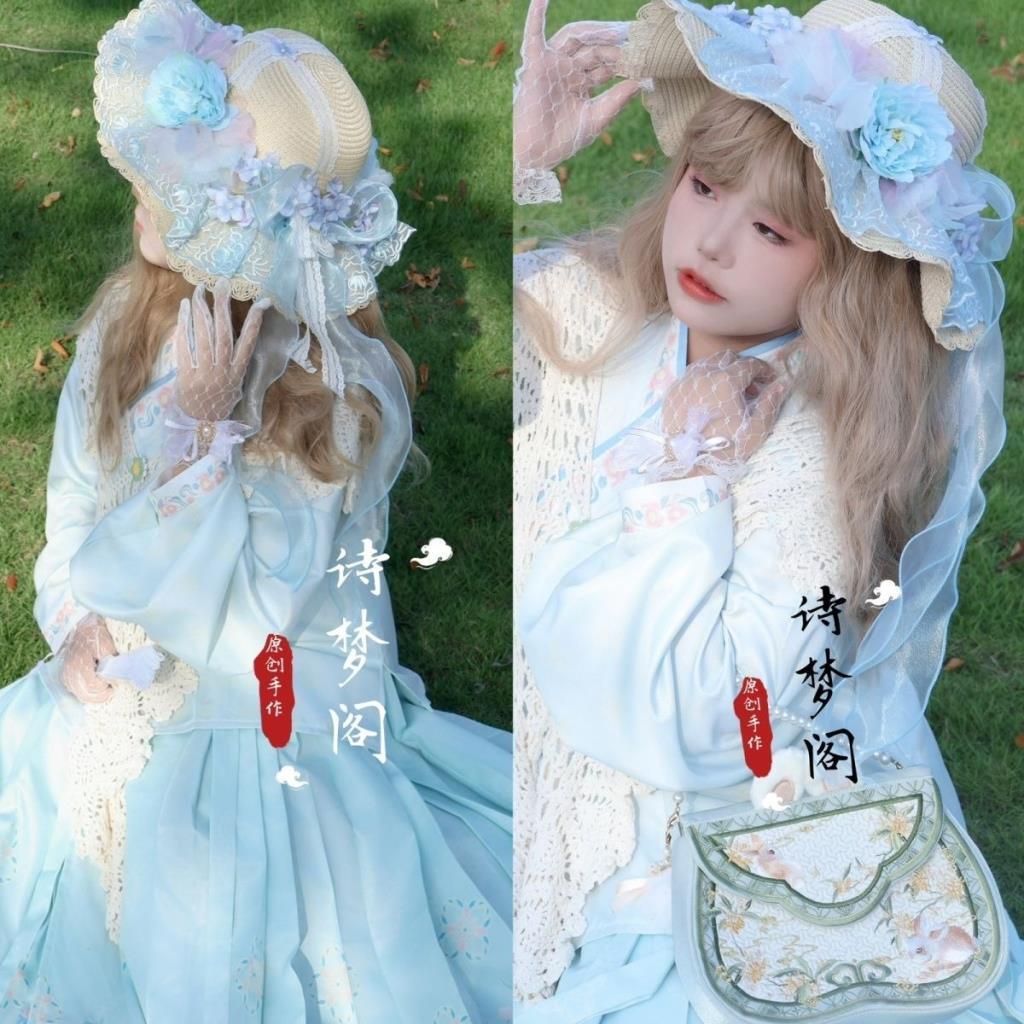 Original Lolita Hanyang พับหมวกฟาง Sun ดอกไม้ผ้าไหมดอกไม้ลูกไม้ชายหาด Sun หมวกหมวกแฟชั่น z0823a2
