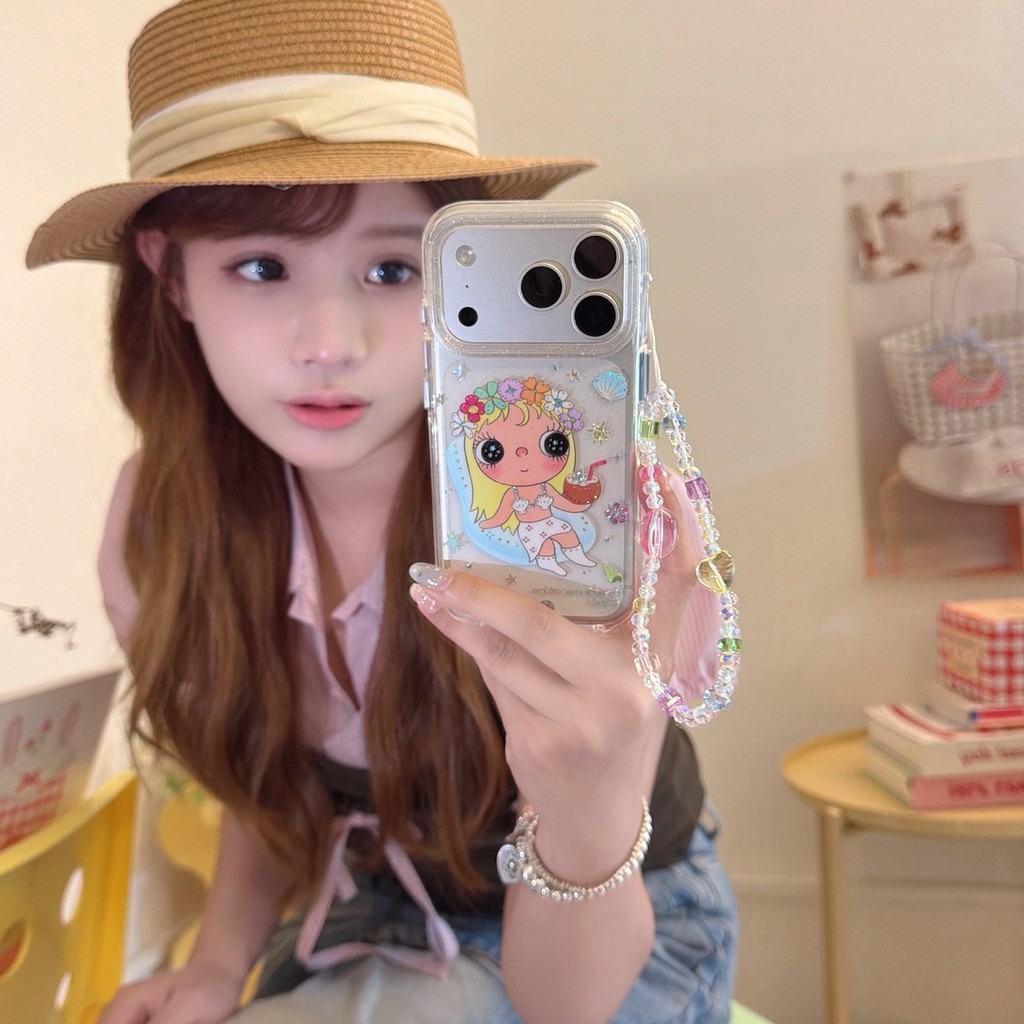 วันหยุดริมทะเล Xiaoyu Gilt รอบขอบถุงลมนิรภัยสองด้าน imd Series เหมาะสําหรับ iPhone17 16 15PROMAX 15 