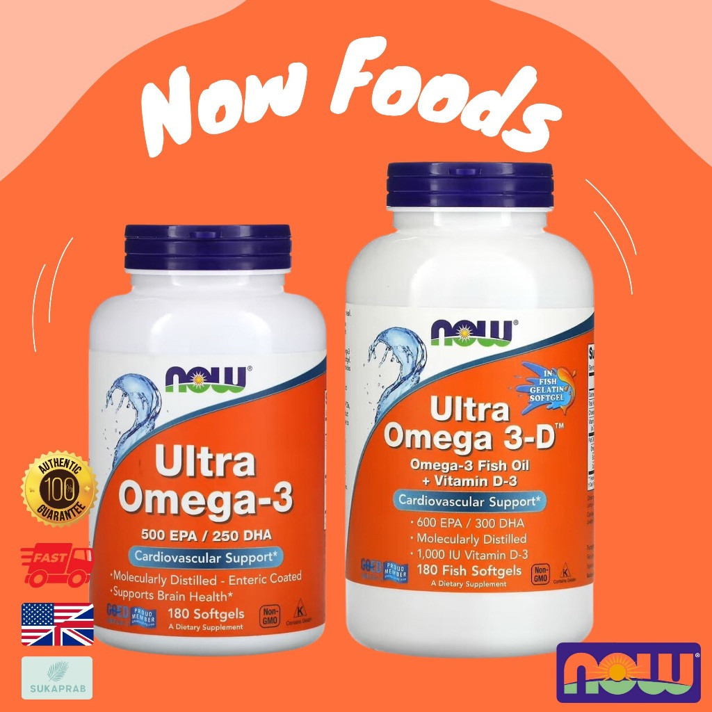 พร้อมส่ง NOW Foods Ultra Omega-3 500 EPA / 250 DHA Omega 3-D 600 EPA / 300 Omega 3