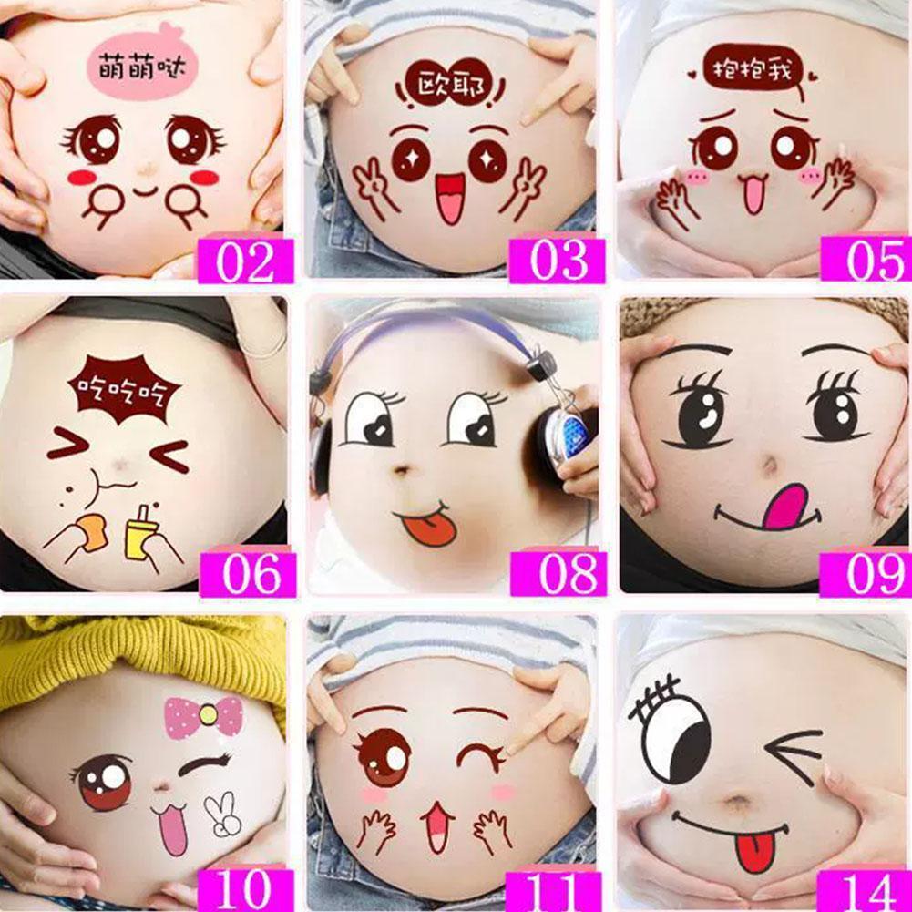 ชุดสติกเกอร์หน้าท้องสําหรับถ่ายภาพการตั้งครรภ์ Diy Props สติกเกอร์ Bump P8k6