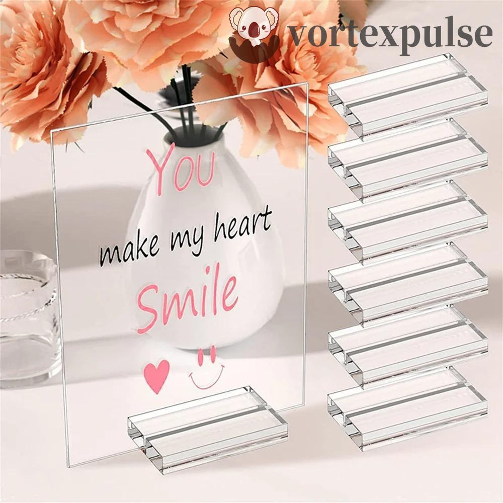 VORTEXPULSE Place Card Holder,ขาตั้งอะคริลิคใสทนทาน,อุปกรณ์งานเลี้ยงวันเกิดเปล่า DIY Table Number St