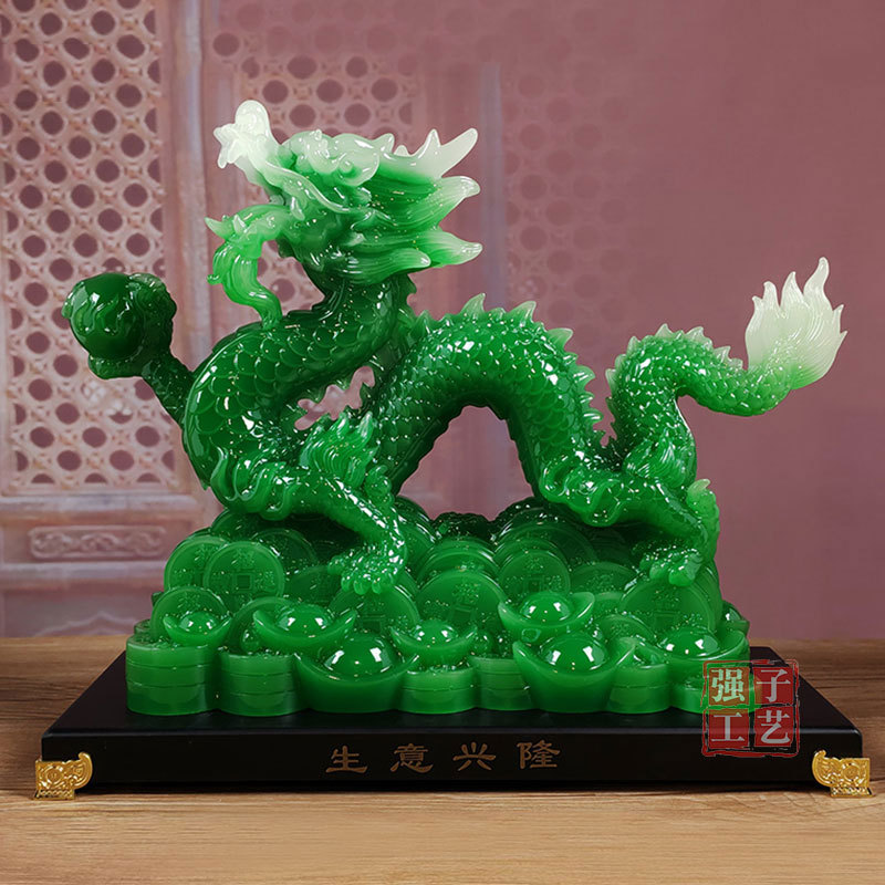 เครื่องประดับมังกร Lucky Zodiac Dragon งานฝีมือ Qinglong เครื่องประดับ Office Shop เปิดของขวัญเปิดขอ
