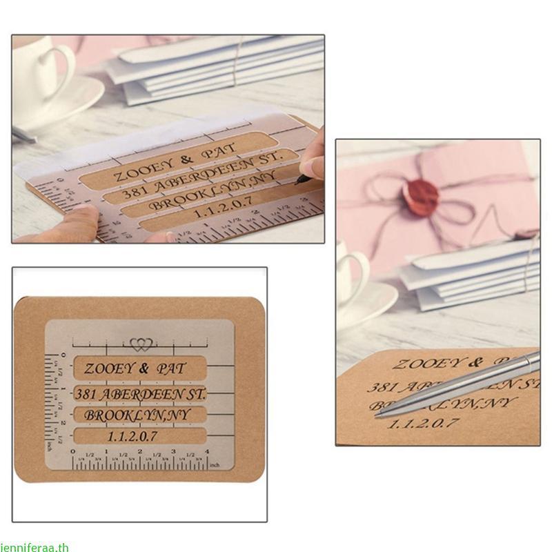 Jenniferaa 4 ชิ้น Craft Addressing Guide โน้ตบุ๊ค Multi-use Letter Envelope Stencil Template