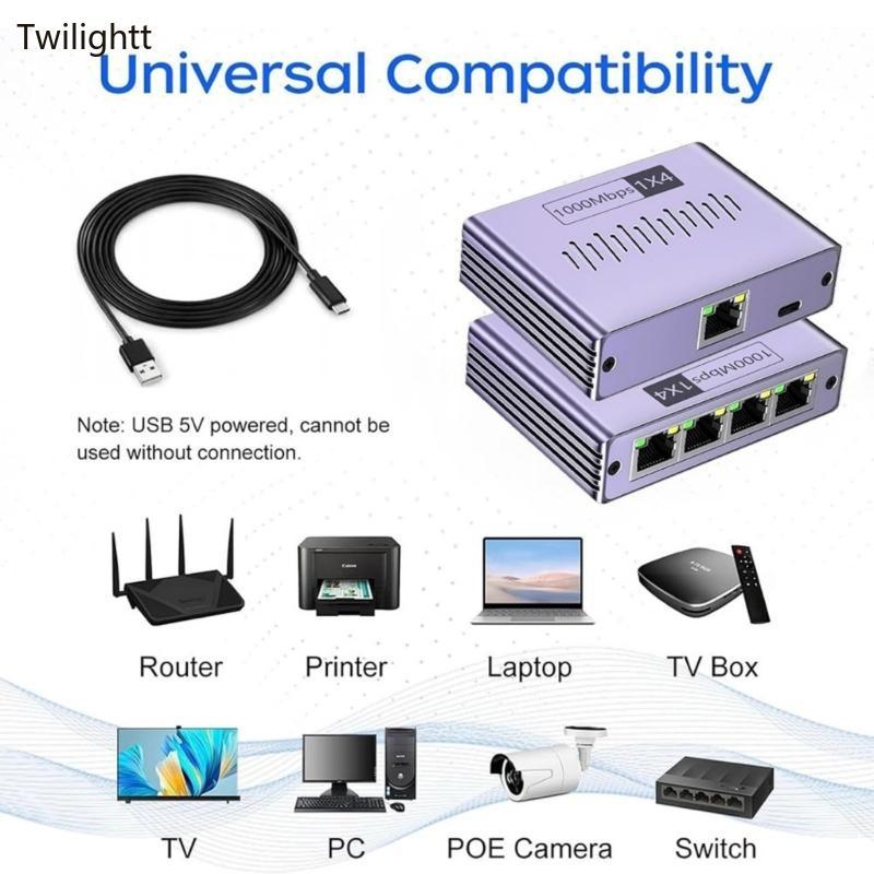 WILI Ethernet Splitter 1 ถึง 2 3 4 1000Mbps RJ45 Splitter Gigabit Splitter โดยใช้ Cat5 5e 6 7 8 สายส