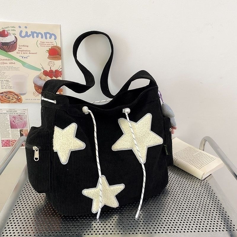 ความจุขนาดใหญ่ Commuter Tote Bag Corduroy Shoulder Messenger Bag