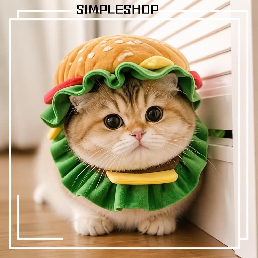 SIMPLESHOP Pet Burger Hat, Hamburger Cross Dressing Cat Headgear, คอสเพลย์น่ารักตลกหมวกสุนัขแบบปรับไ