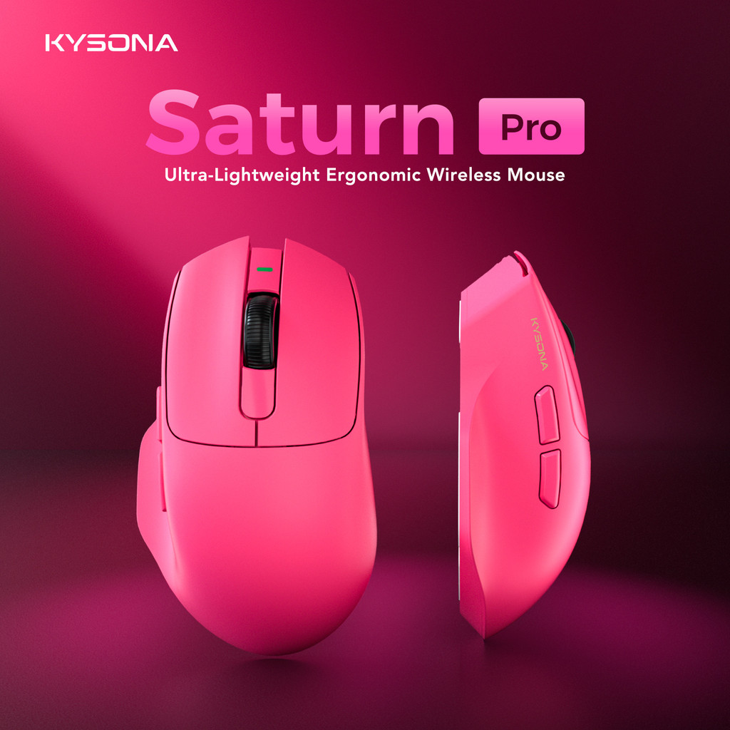 KYSONA Saturn PRO เมาส์สําหรับเล่นเกมไร้สาย PAW3395 Sensor 8K Response Rate การออกแบบตามหลักสรีรศาสต