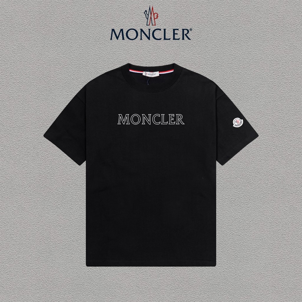 Moncler/Moncler/2026 คลาสสิกรอบคอแขนสั้นเสื้อยืดผู้ชายผู้หญิงสไตล์Heavyอารมณ์กีฬาแขนสั้นพิมพ์ตัวอักษ