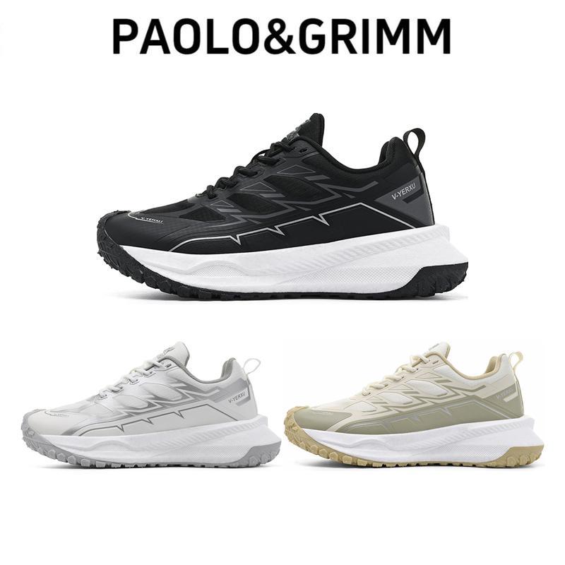 [PAOLO & GRIMM] รองเท้ากีฬากลางแจ้งดีไซน์ทันสมัยคุณภาพดีเยี่ยมสไตล์Unisexผ้าตาข่ายระบายอากาศพื้นนุ่ม