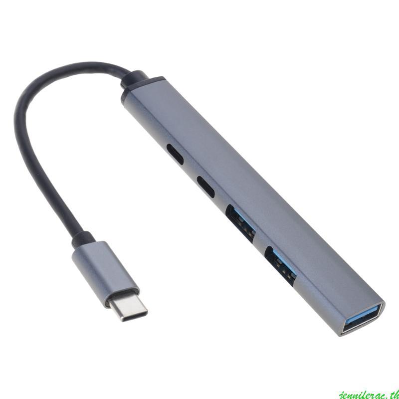 Jenniferac Type C HUBs อะแดปเตอร์ 5 in 1 USB HUBs พร้อม USB 3 0 2 0 USB C 10G และ 60W PD ชาร์จ