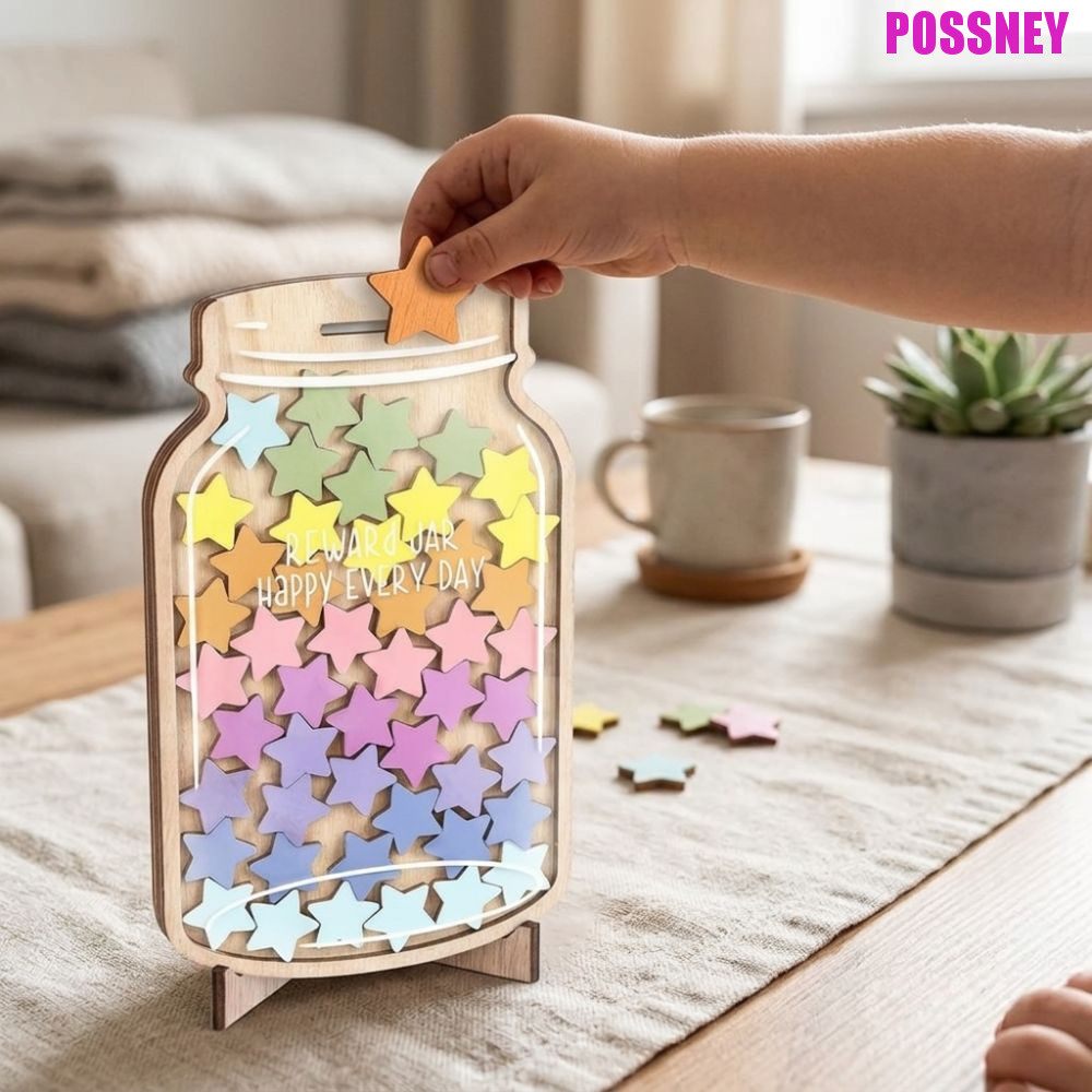 POSSNEY Kids Learning Incentive Star Jar, Interactive Reward System Star Reward Jars 45 Star Flower 