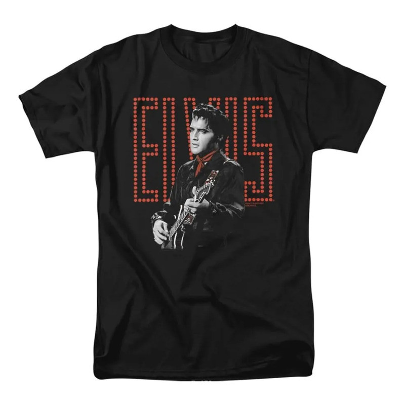 เสื้อยืด Adulta Unissex Elvis Presley Red Guitarman