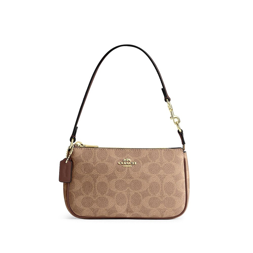 Coach CW426 Nolita 19 In Signature Canvas (IMXHE) กระเป๋าคล้องมือผู้หญิง สี Im/Tan/Brown