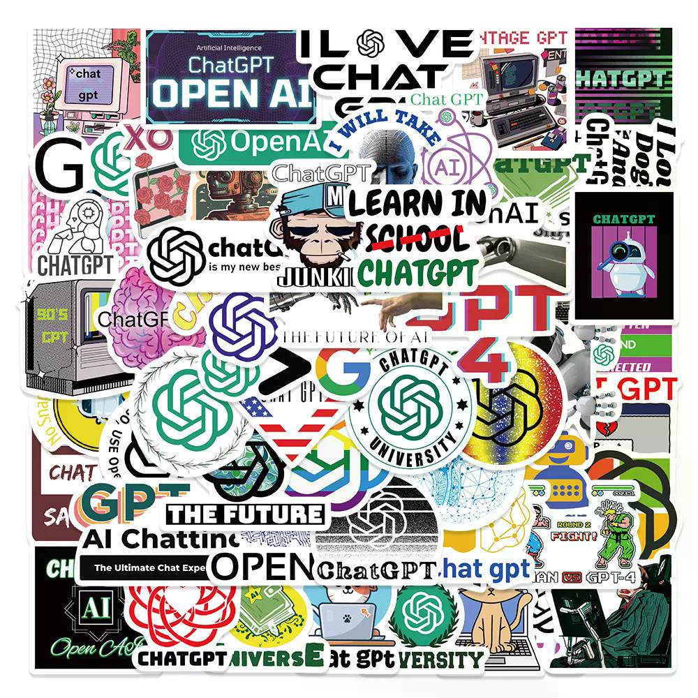 50pcs Hot AI โลโก้ Chat GPT สติกเกอร์ Technological ความงาม OpenAI Decals สําหรับโทรศัพท์แล็ปท็อปกระ