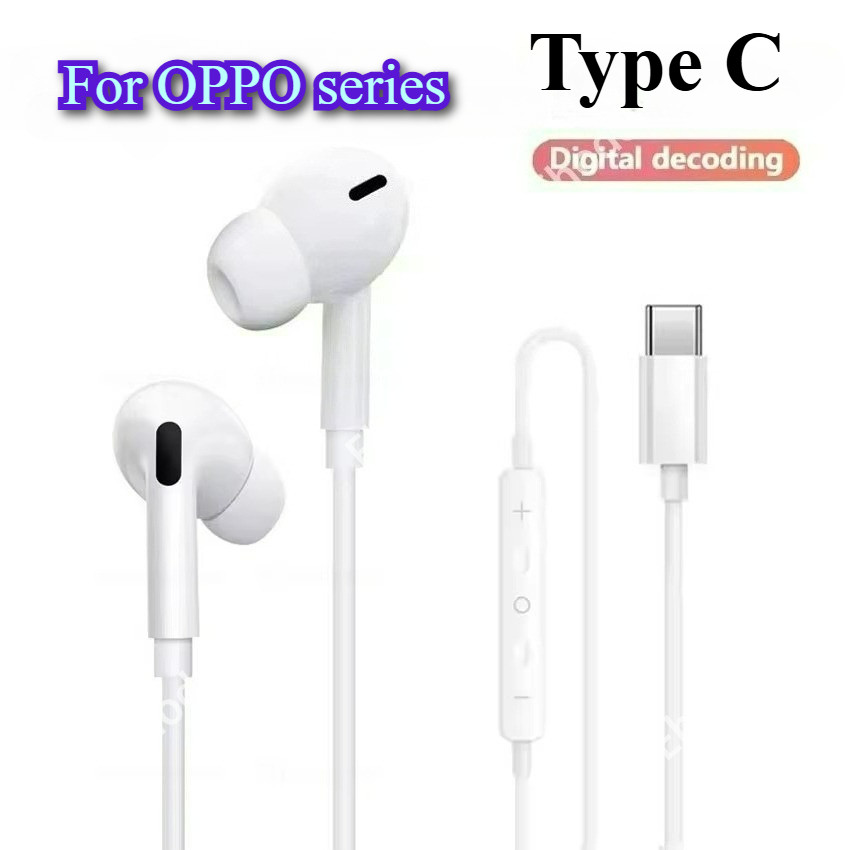 USB ประเภท C หูฟังหูฟังแบบมีสายหูฟังไมโครโฟนไฮไฟสเตอริโอสําหรับ OPPO A6x A6 Pro A6Pro 4G 5G 2025 หูฟ