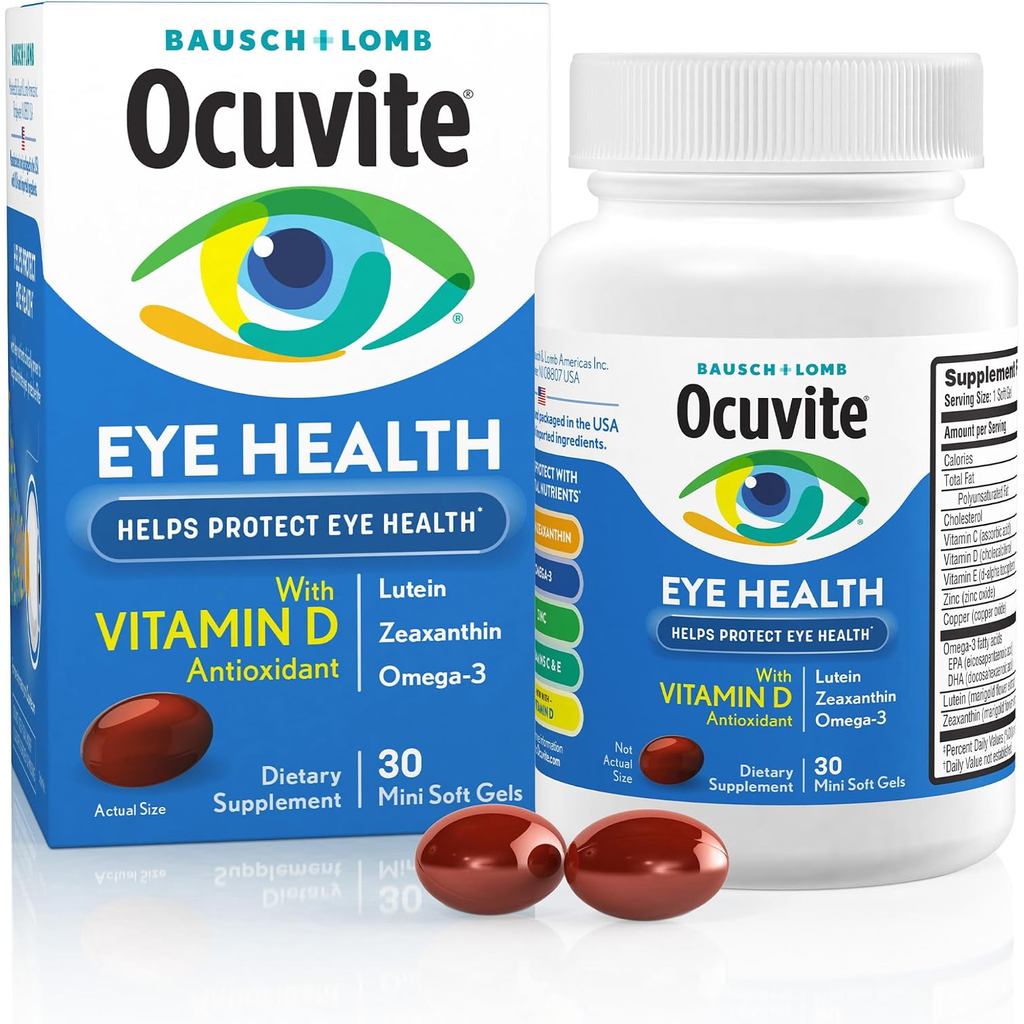 Ocuvite Eye Health Vitamins Lutein & Zeaxanthin อาหารเสริม 30 ซอฟท์เจล (บรรจุภัณฑ์อาจอารี)