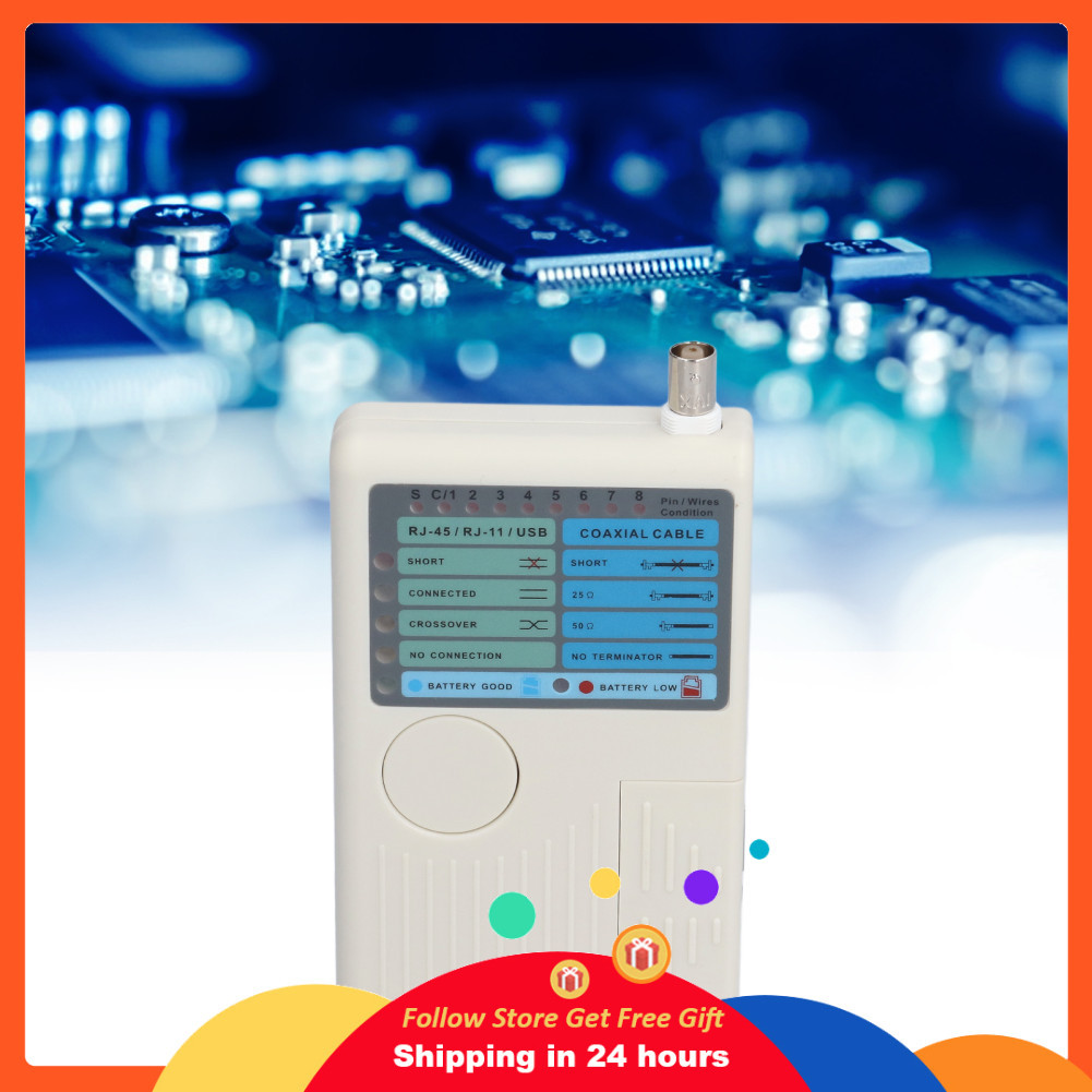 Supergoodsales เครื่องทดสอบสายเคเบิลเครือข่าย RJ45 BNC RJ11 USB LAN สำหรับ Cat5 Cat6