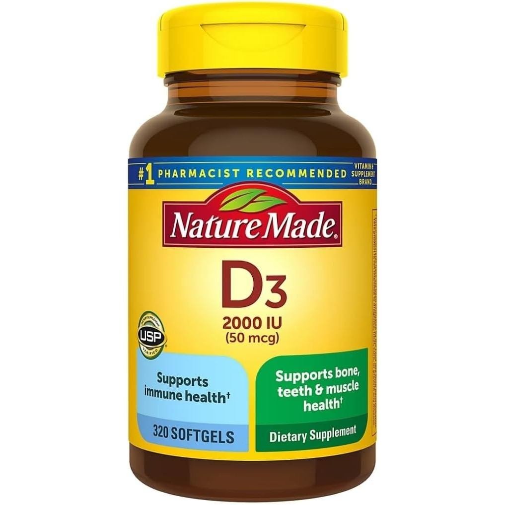 Nature Made วิตามิน D3 2000iu 320 Ct. ซอฟท์เจล (แพ็กaging May Vary) MZ8K