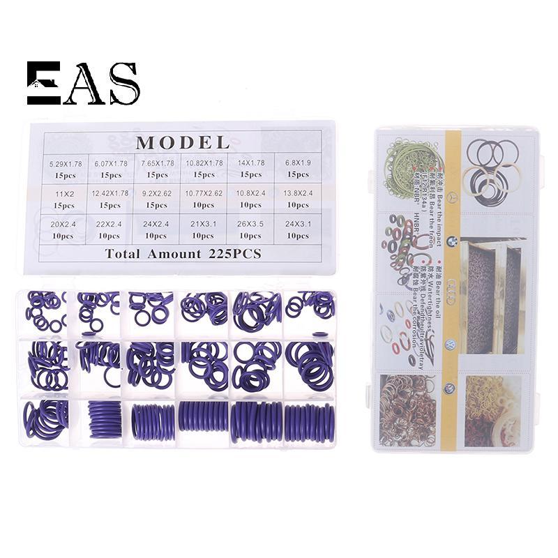 [EA] 225 ชิ้นซีลโอริง R134a เครื่องซักผ้ายางเครื่องปรับอากาศรถยนต์ Assortment Box Set TH