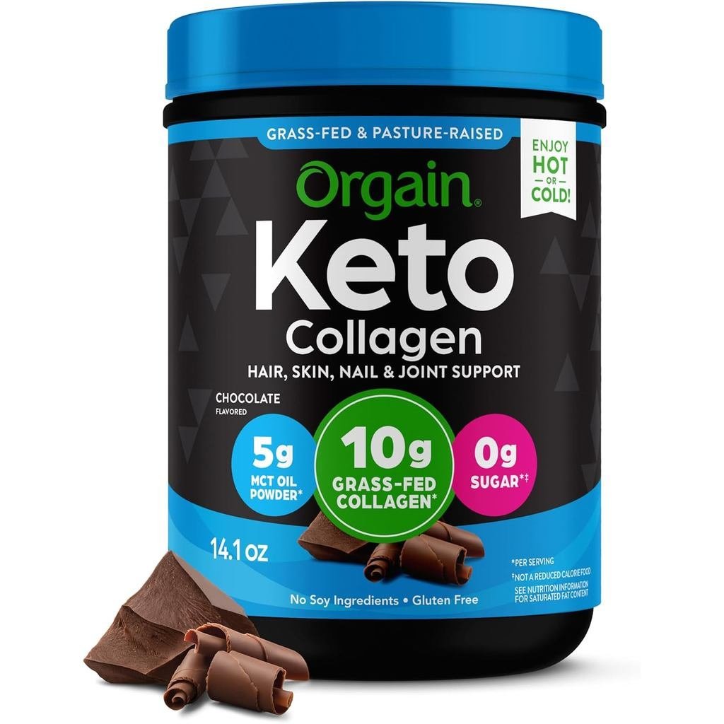 Orgain 10g Hydrolyzed Collagen Peptides Powder Keto 0.88lb | Grass fed คอลลาเจนประเภท I และ III สําห