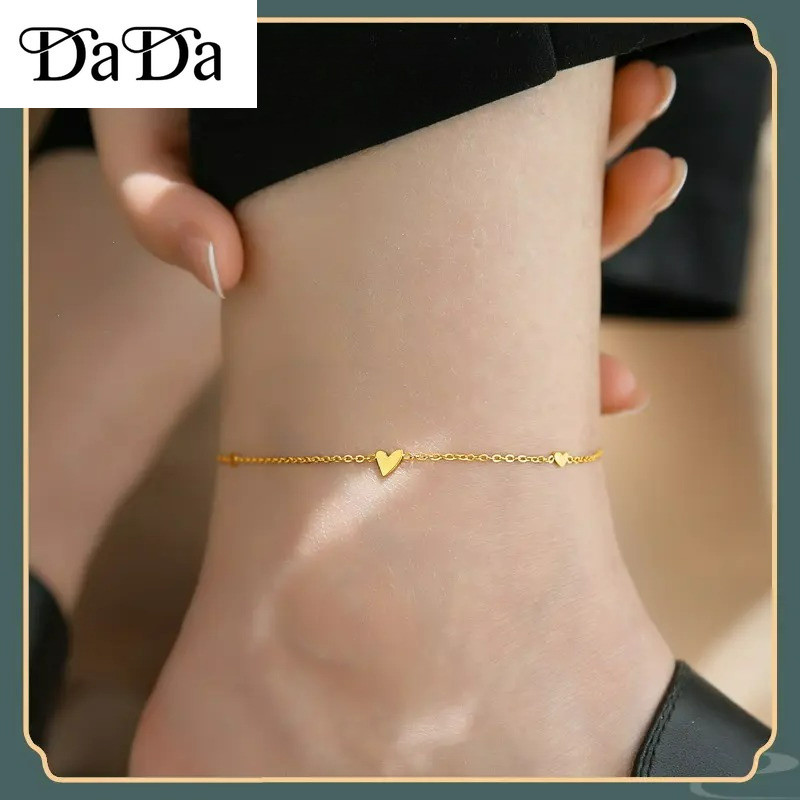 COD Original 18k Saudi gold pawnable Nasasangla กําไลข้อเท้าหัวใจ 99.99% สําหรับผู้หญิงของขวัญ
