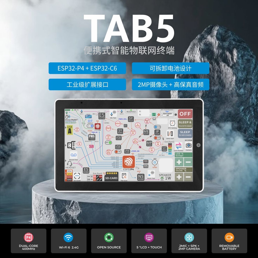 [ประหยัดสุดๆ] M5Stack TAB5 เทอร์มินัล IoT อัจฉริยะแบบพกพา ESP32-P4+ESP32-C6