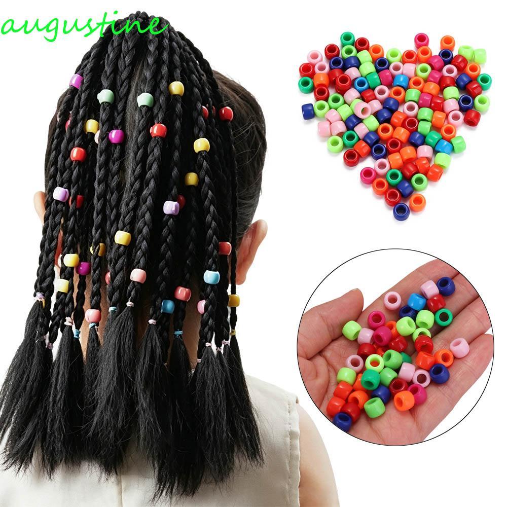 AUGUSTINE 100 ชิ้น/เซ็ตสกปรก Braid ตกแต่งลูกปัด,หลายสี Big Hole ลูกปัดที่มีสีสัน Pony ลูกปัดชุด, 6x9