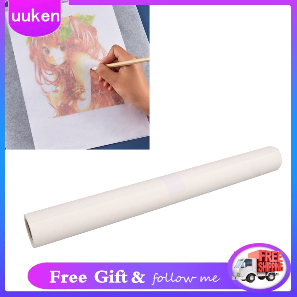 uukendh กระดาษลอกลายม้วน 18In Drawing Pattern Art Copy Wide 44Cm White Clear (23m / 75.5ft)