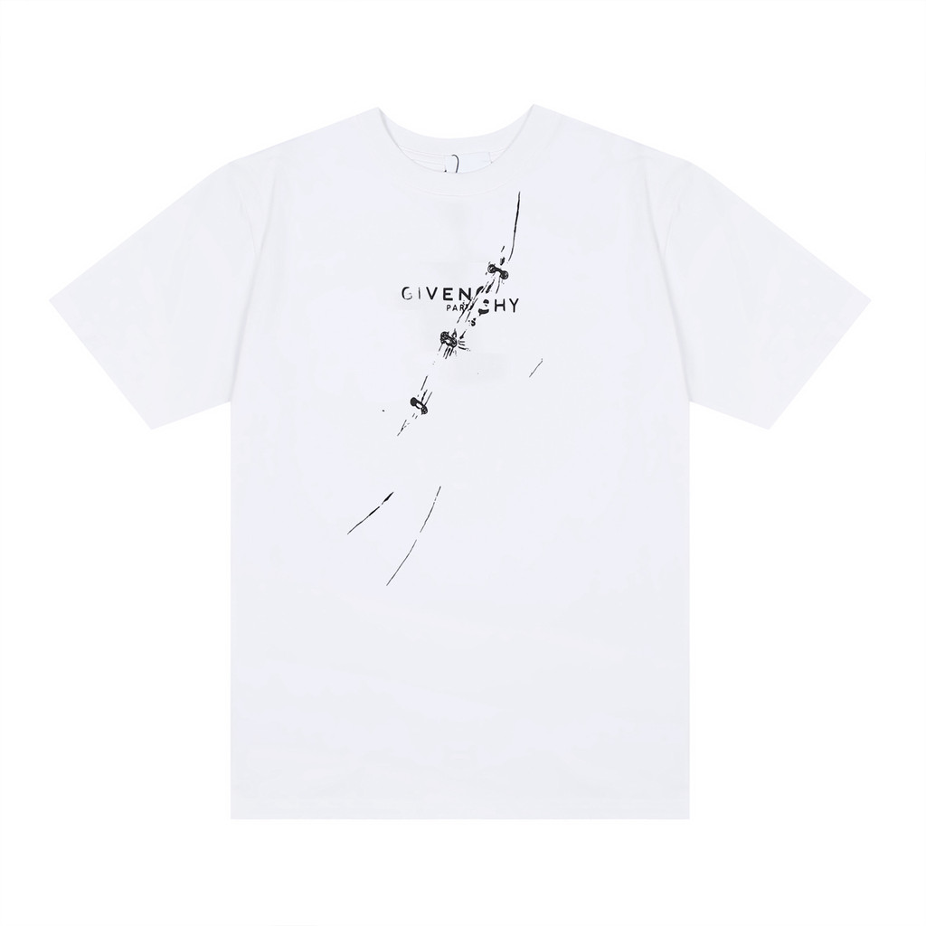 GIVENCHY/GIVENCHY/ 2026 เสื้อยืดแขนสั้นคอกลมสไตล์คู่ผู้ชายสไตล์ใหม่สไตล์อเมริกันอินเทรนด์หลวมขนาดใหญ