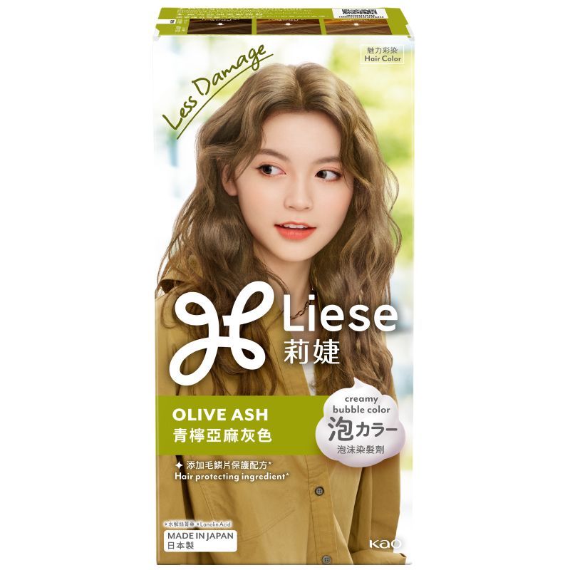ลิเซ่โฟมเปลี่ยนสีผมครีมมี่บับเบิ้ลคัลเลอร์น้ำตาลเทาอ่อนเหลือบเขียว Liese Creamy Bubble Olive Ash Color Foam
