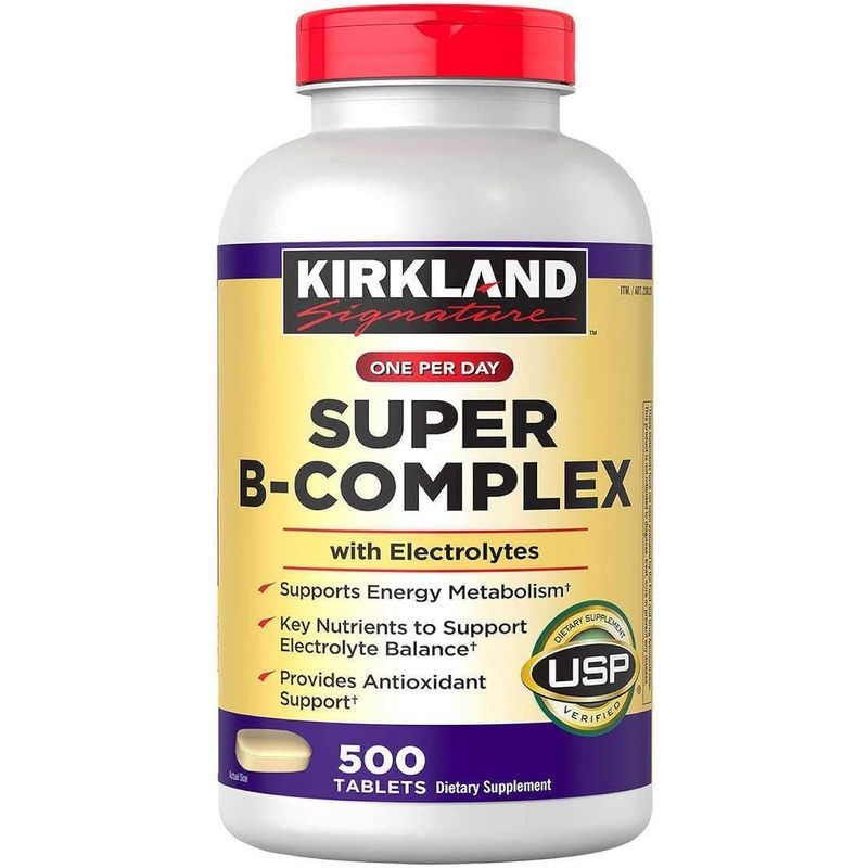 Kirkland Signature Super B-Complex (2 แพ็ค) พร้อมอิเล็กโทรไลต์ (2 X 500 เม็ด)