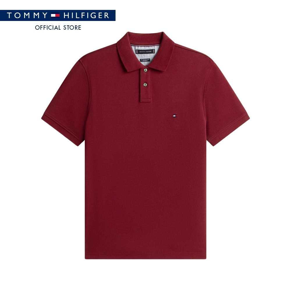 Tommy Hilfiger เสื้อโปโล ผู้ชาย รุ่น MW0MW41282 VLP - สีแดง ทรง Regular