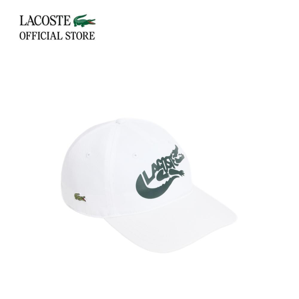 LACOSTE หมวกผู้ใหญ่ PRINTED COTTON TWILL CAP รุ่น RK9906 - WHITE