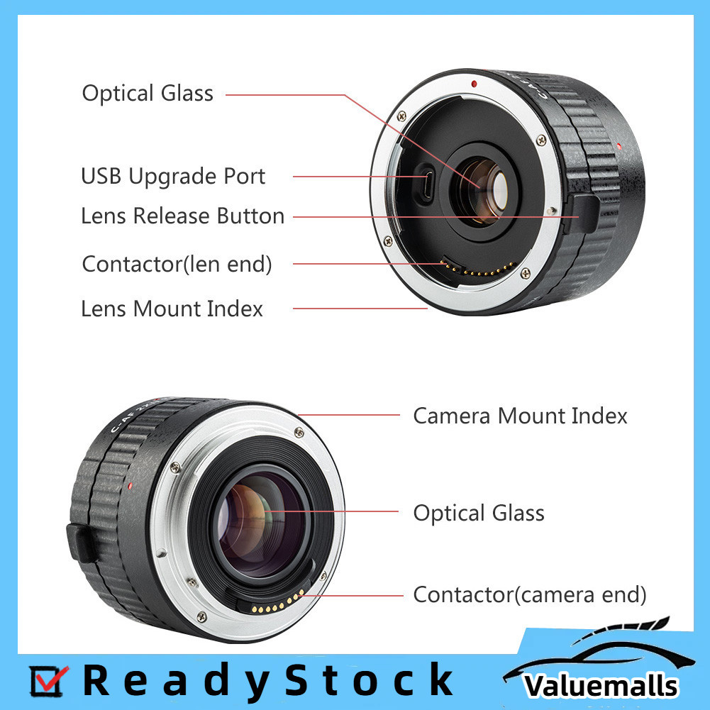 valuemalls-th Viltrox C-AF 2XII AF Auto Focus Teleconverter เลนส์ Extender การขยายสำหรับ Canon EF Mo