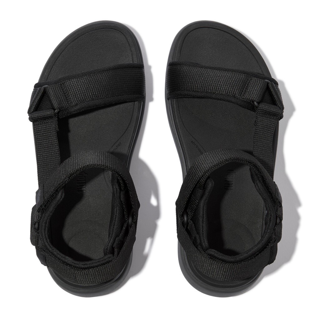 FITFLOP صندل رجالي F-Mode Go بحزام قابل للتعديل — أسود — صورة 3