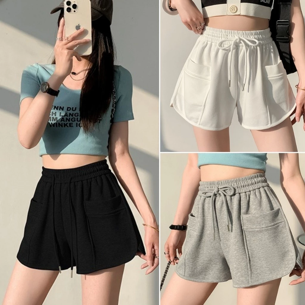 Hotgirl พร้อมส่ง กางเกงขาสั้นผู้หญิง กางเกงสายฝอ ผ้านิ่มใส่สบาย ฤดูร้อนใหม่ลำลองเอวสูง น่ารัก 3สี สไตล์เกาหลี