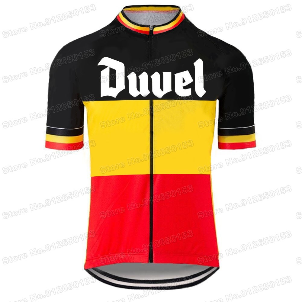 Retroเบียร์ขี่จักรยานJersey 2023 Duvelแขนสั้นเสื้อจักรยานจักรยานMTB Maillot Fietsklingน้ําหนักเบาสบา