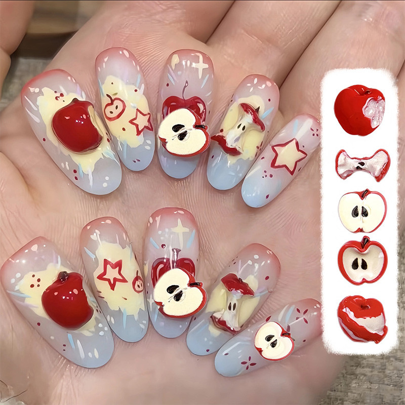 20/24PCS คริสต์มาสสีแดง Apple Nail Art Charms Creative สีสัน Apple เรซิ่นตกแต่งเล็บสําหรับ DIY เล็บหัตถกรรม ราคา ถูกที่สุด ดีลบีเคเค แกลเลอรีภาพที่ 3