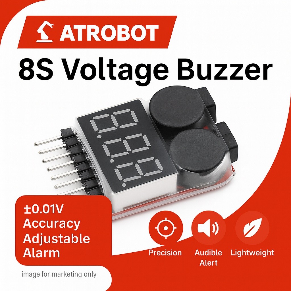 1-8S LiPo Battery Voltage Tester with Buzzer Low Voltage Alarm 2S-8S ±0.01v Cell Display 0.5-4.5v, T