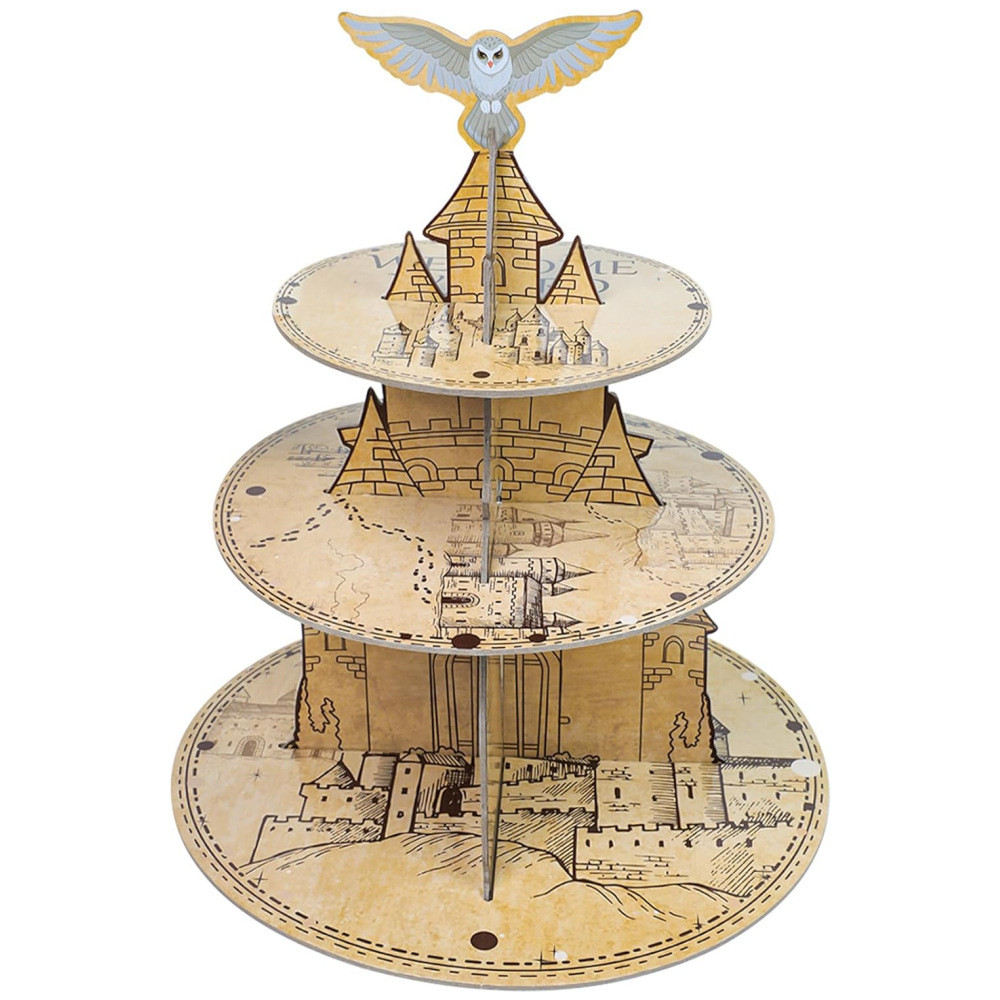 Magic Wizard Cupcake Stand Happy Birthday Party ธีมฮาโลวีนเหตุการณ์ตกแต่งเค้ก R1E5