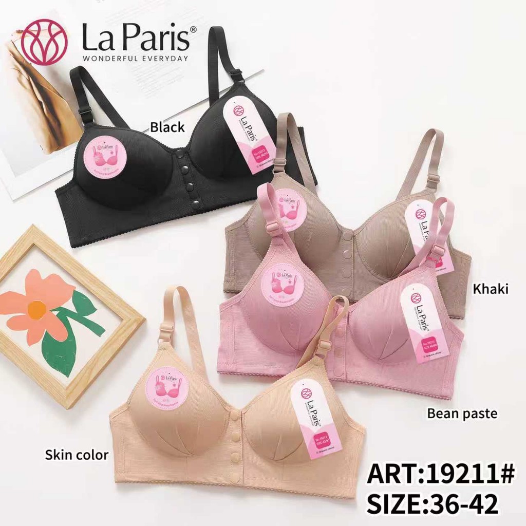 LA PARIS ชุดชั้นในพยาบาลปุ่มด้านหน้า 4 โฟมบางไม่มีลวดหญิงตั้งครรภ์ถ้วย B ขนาดใหญ่ 36-42 Art 19213 & 