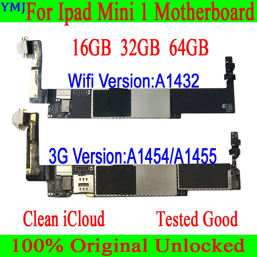 A1432 Wifi และ A1454/A1455 รุ่น 3G สําหรับ IPad MINI 1 เมนบอร์ด 16GB 32GB 64GB ปลดล็อคต้นฉบับฟรี Icl