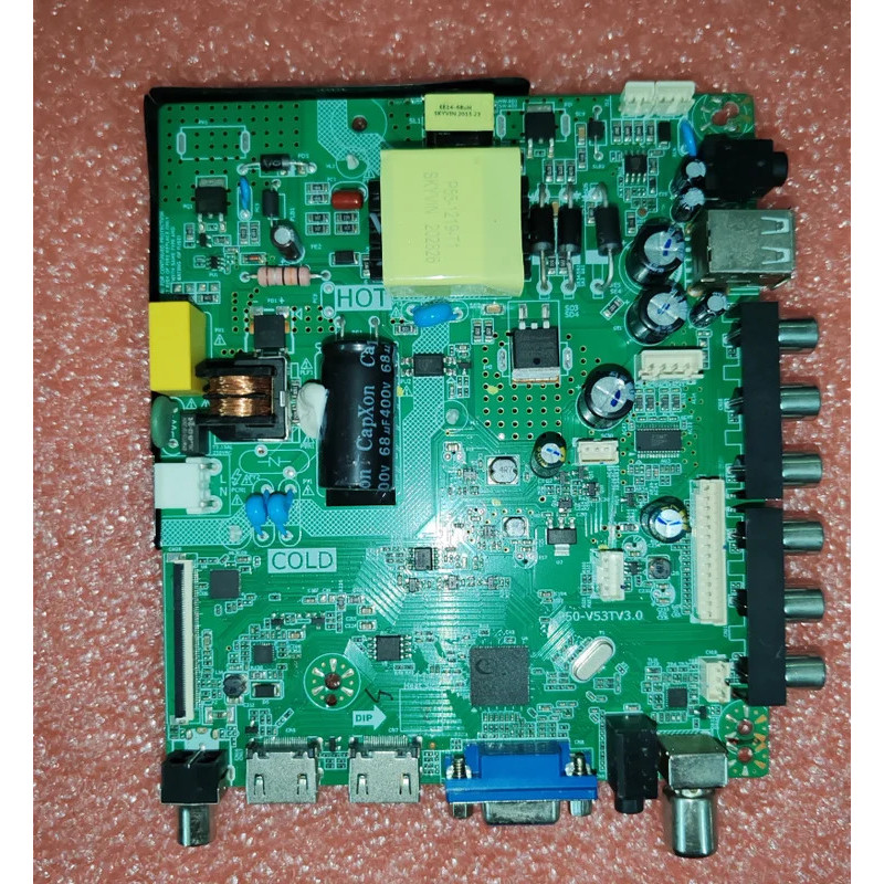 P50-V53TV3.0 เมนบอร์ดทีวีสามในหนึ่งเดียว ทดสอบภาพถ่ายทางกายภาพได้ดีสําหรับ 36--43v 500ma 25w