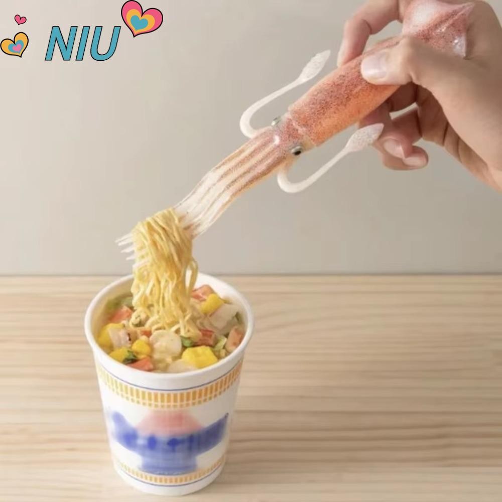 NIUYOUJS Octopus Noodle Fork, 3-in-1 Squid-Shaped Food Picks,ตลกแบบพกพาเครื่องมือทําอาหารทนความร้อนบ