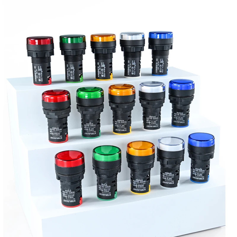 แผงติดตั้ง LED ไฟแสดงสถานะนักบินไฟสัญญาณกันน้ํา AD16-16C 16 มม.AD16-22DS 22 มม.12V24V220V380V