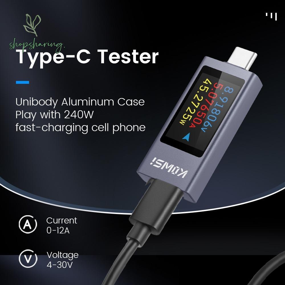 SHOPSHARING Power Meter Tester, DC 4-30V 0-12A KWS-2303C Current และ Voltage Monitor, Type-C PD จอแส