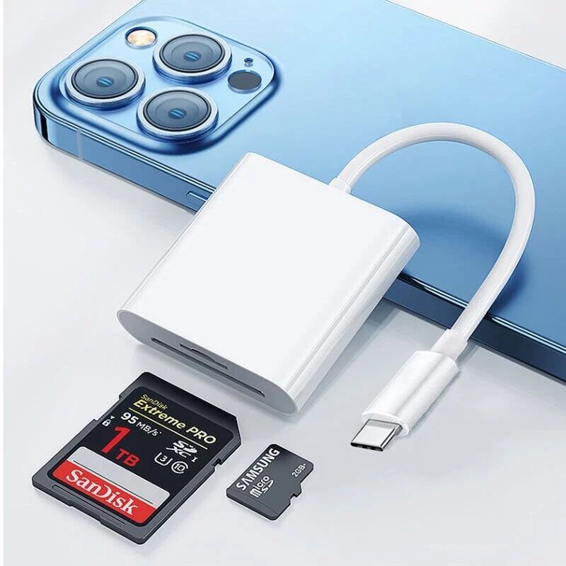 เครื่องอ่านการ์ด IOS สําหรับโทรศัพท์ 2 IN 1 SD TF การ์ดหน่วยความจํากล้อง Viewer อะแดปเตอร์ USB 3 IN 1 ราคา ถูกที่สุด ดีลบีเคเค แกลเลอรีภาพที่ 4
